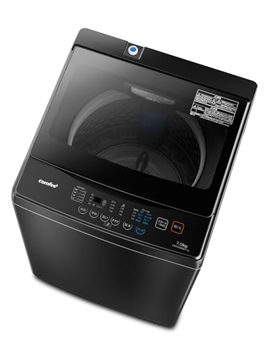 コンフィー(COMFEE') 洗濯機 7kg 透明ガラスドア 全自動 槽洗浄 予約機能 コンパクト 風乾燥 1-3人用 一人暮らし 7キロ スピードコース ステンレス槽 CAC06EW70/T-S1 黒 金属グレー